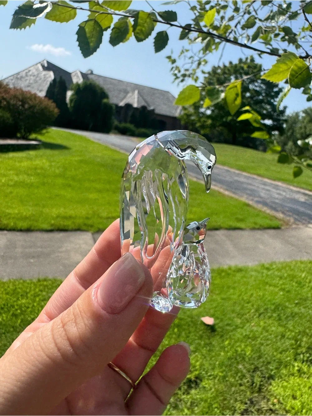 SWAROVSKI mother penguin and baby penguin crystal figurine stamped